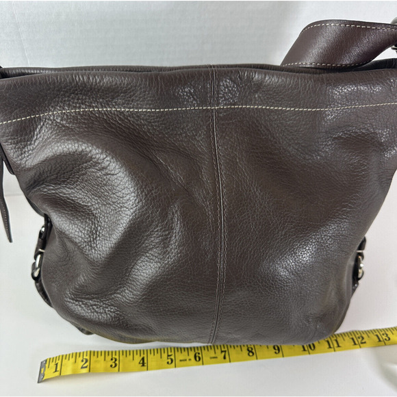 Coach Chocolate Brown Duffle Bucket Bag Pebbled Leather Shoulder Purse F15064 - Picture 6 of 16